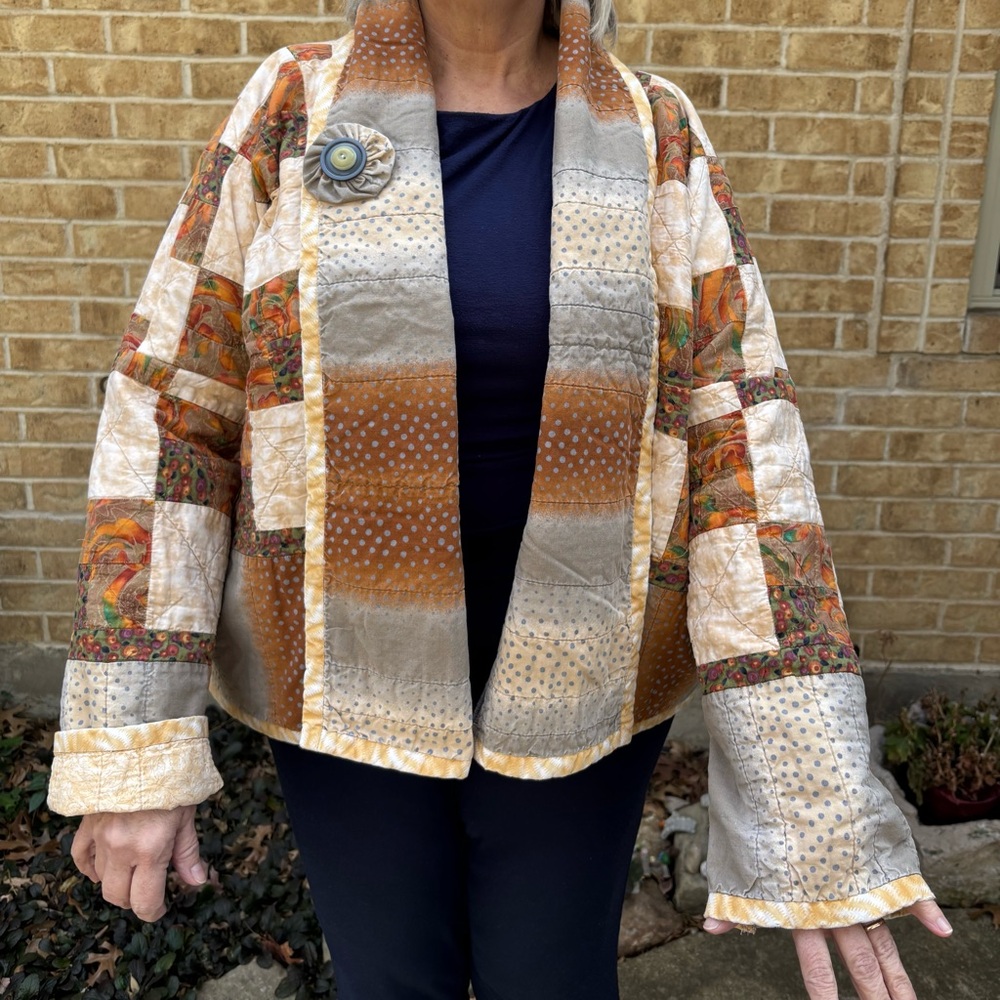 Patchwork Quilt Upcycled Jacket in Yellow and Brown